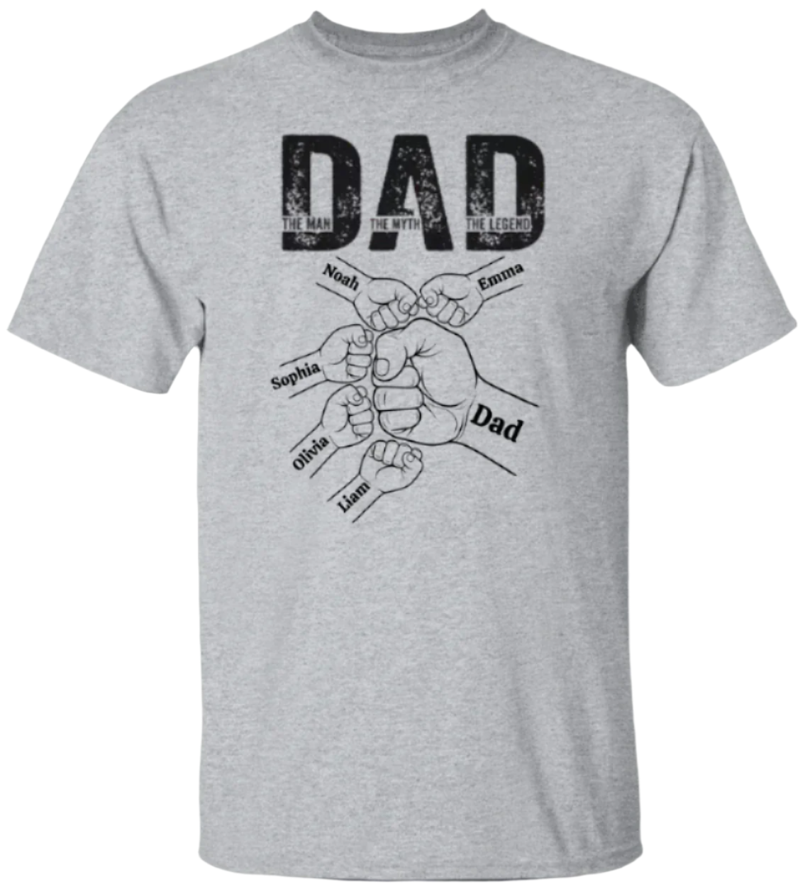 The Man, The Myth, The Legend Fist Bump Shirt in with 5 fists in sport grey - Any Gift For You