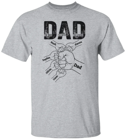 The Man, The Myth, The Legend Fist Bump Shirt in with 5 fists in sport grey - Any Gift For You