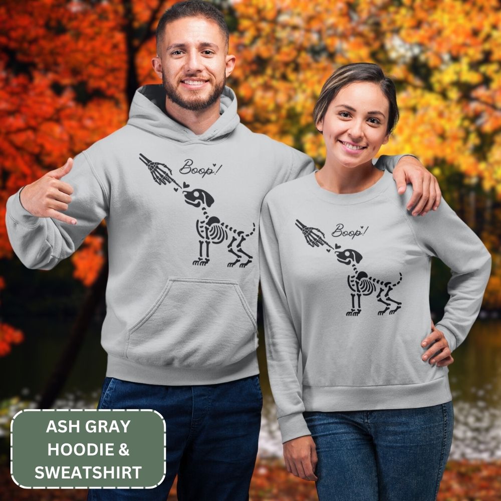 Boop Skeleton Dog Hoodie in Ash and Sweatshirt in Ash - Any Gift For You