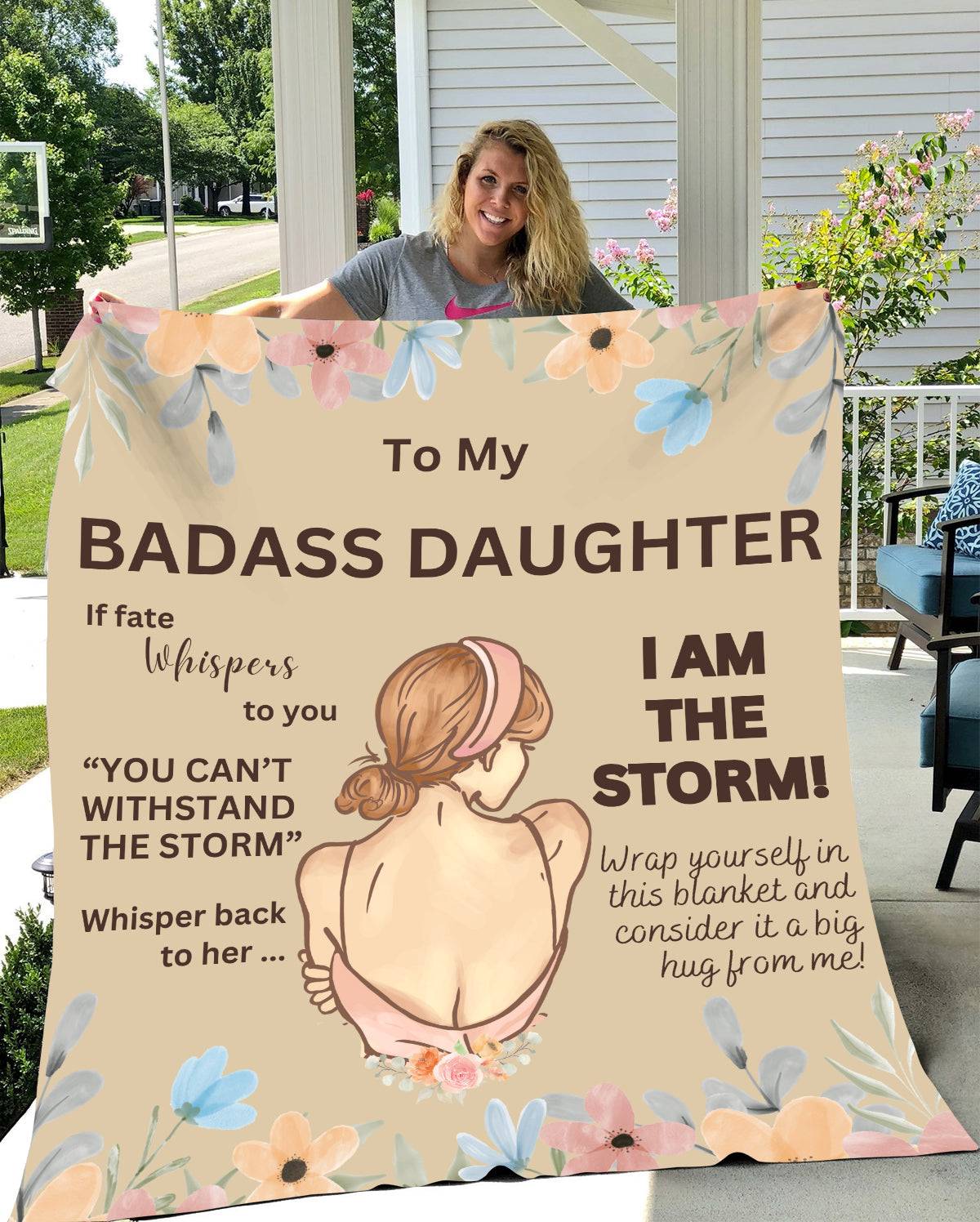 To My Badass Daughter, Cozy Plush Fleece Blanket