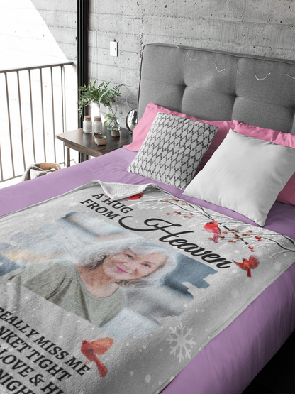 Personalized Photo Memorial Blanket in color beige, style fleece, size (50x60) Throw - Any Gift For You