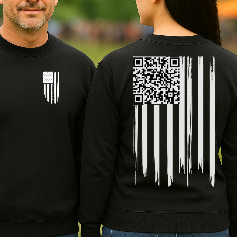 American Flag QR Code Shirt – Unisex Heavy Cotton Patriotic Tee