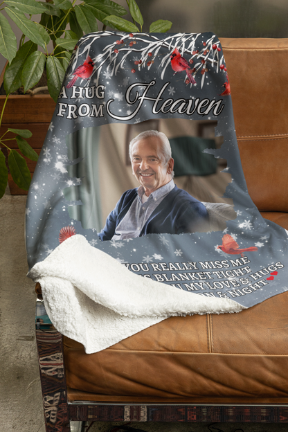 Personalized Photo Memorial Blanket in color black, style sherpa - Any Gift For You