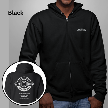 Orme's Gym Zip Up Hooded Sweatshirt in Dark Colors