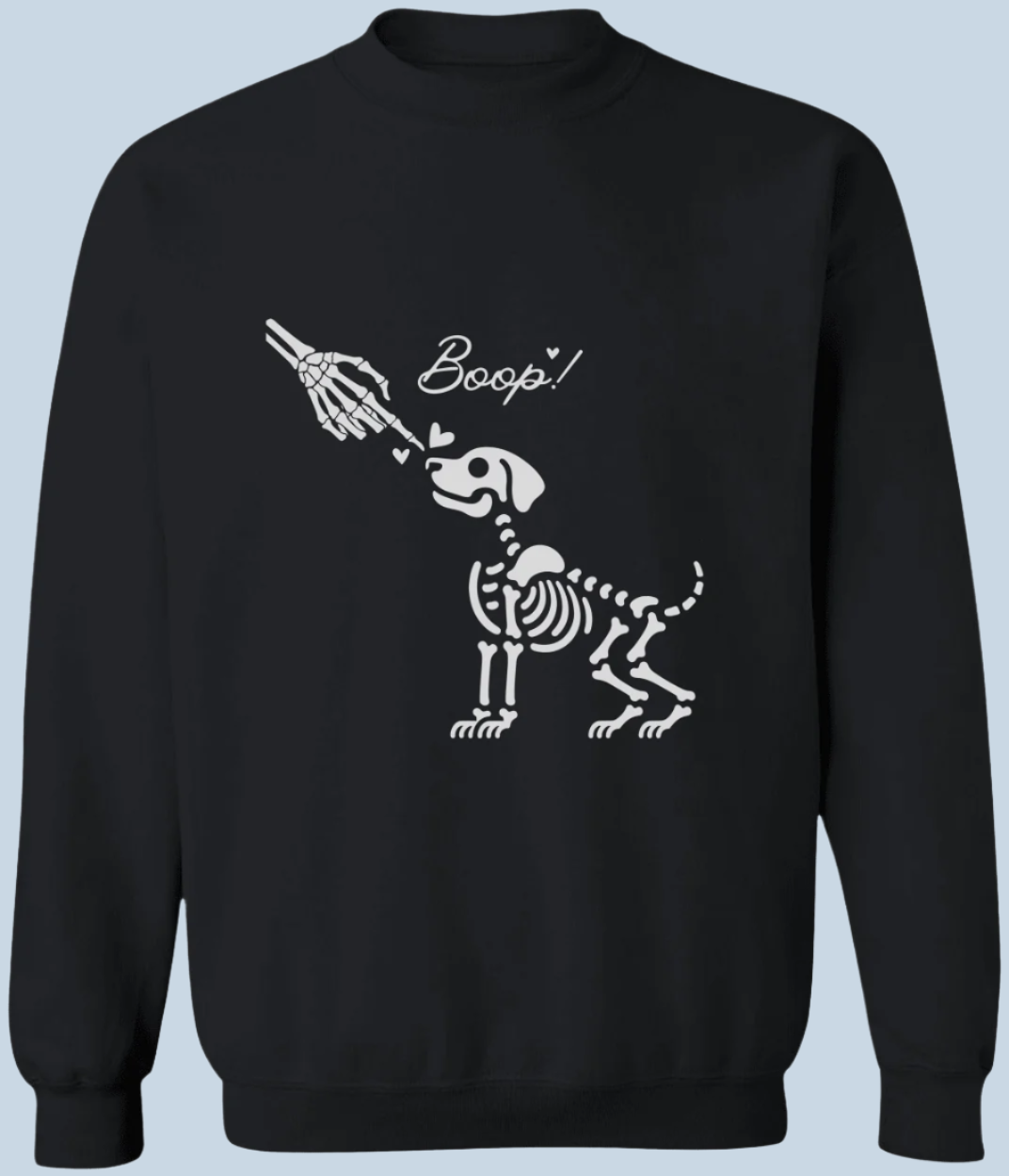 Boop Skeleton Dog sweatshirt in black with white image - Any Gift For You