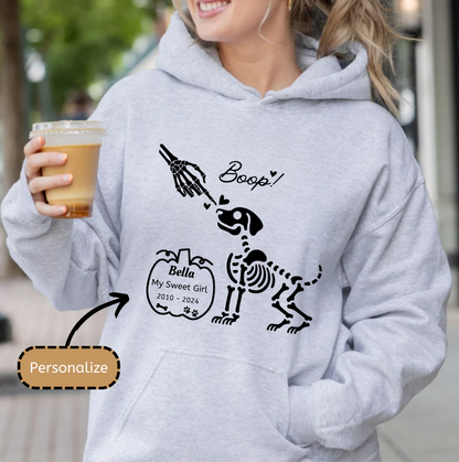 Boop Skeleton Dog Memorial Hoodie in Ash - Any Gift For You