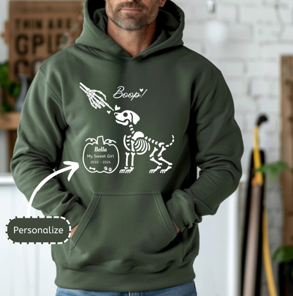 Boop Skeleton Dog Memorial Hoodie in Military Green - Any Gift For You