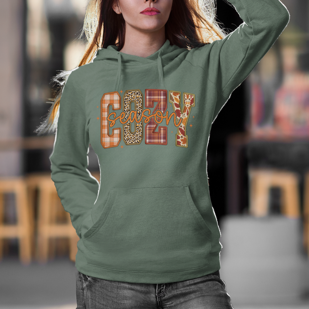 Cozy Season Vibes Hoodie in Military Green - Any Gift For You