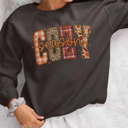 Cozy Season Vibes Sweatshirt in Dark Chocolate - Any Gift For You