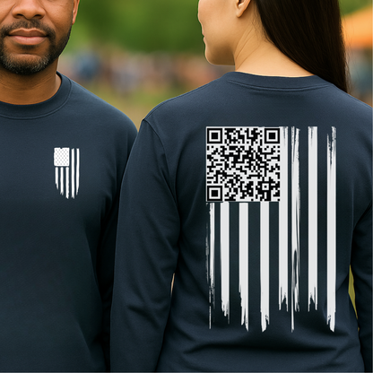 American Flag QR Code Shirt – Unisex Heavy Cotton Patriotic Tee