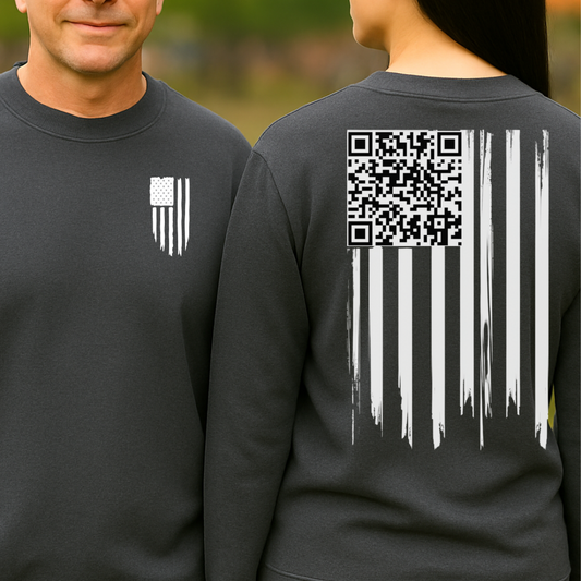 American Flag QR Code Shirt – Unisex Heavy Cotton Patriotic Tee