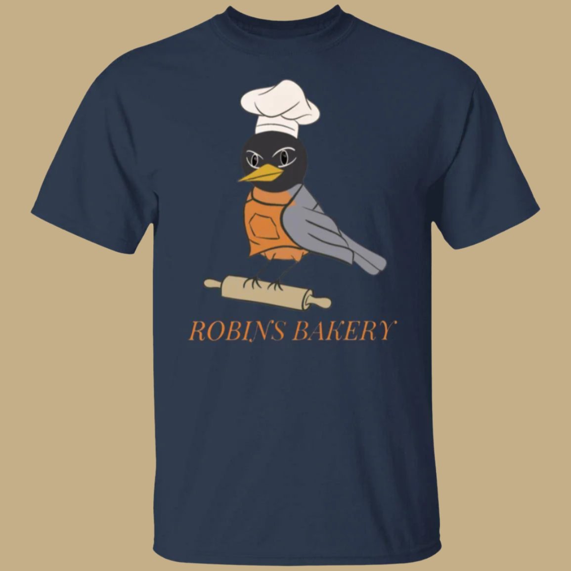 Robins Bakery Short Sleeve Unisex T-Shirt in navy - Any Gift For You