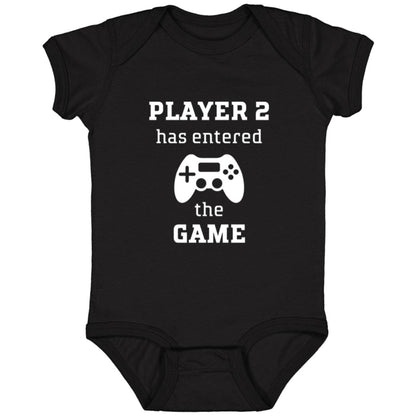 Leveled Up Player 2 infant body suit in black