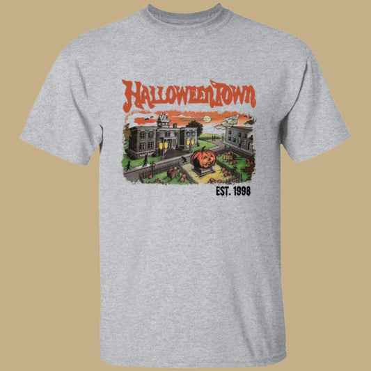 Sport gray unisex t-shirt with an image of Halloween Town  Established 1998 on the front - Any Gift For You