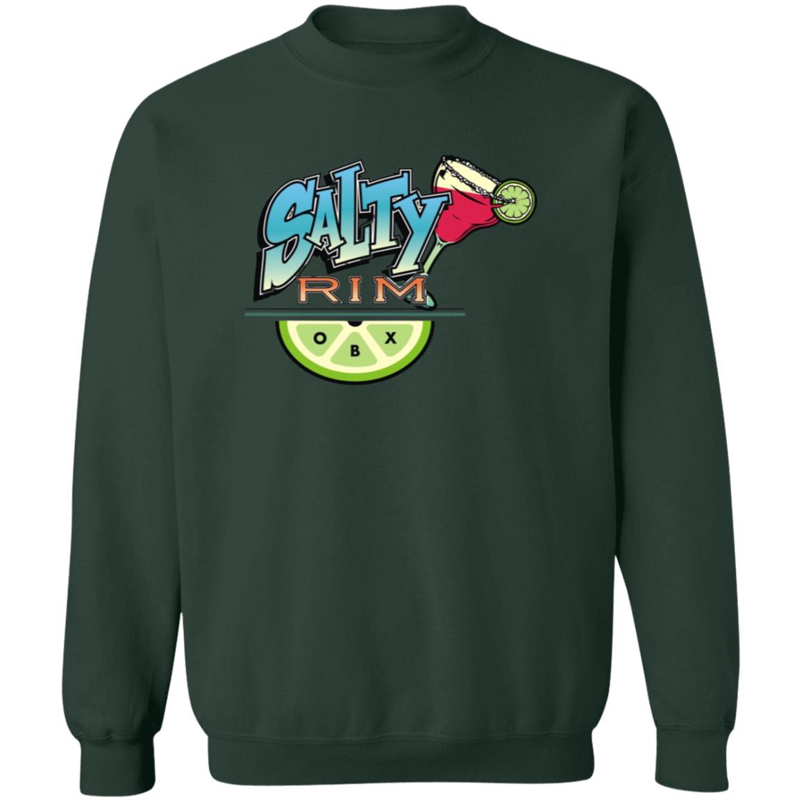 Salty Rim Crewneck Pullover Sweatshirt G180 in forest green