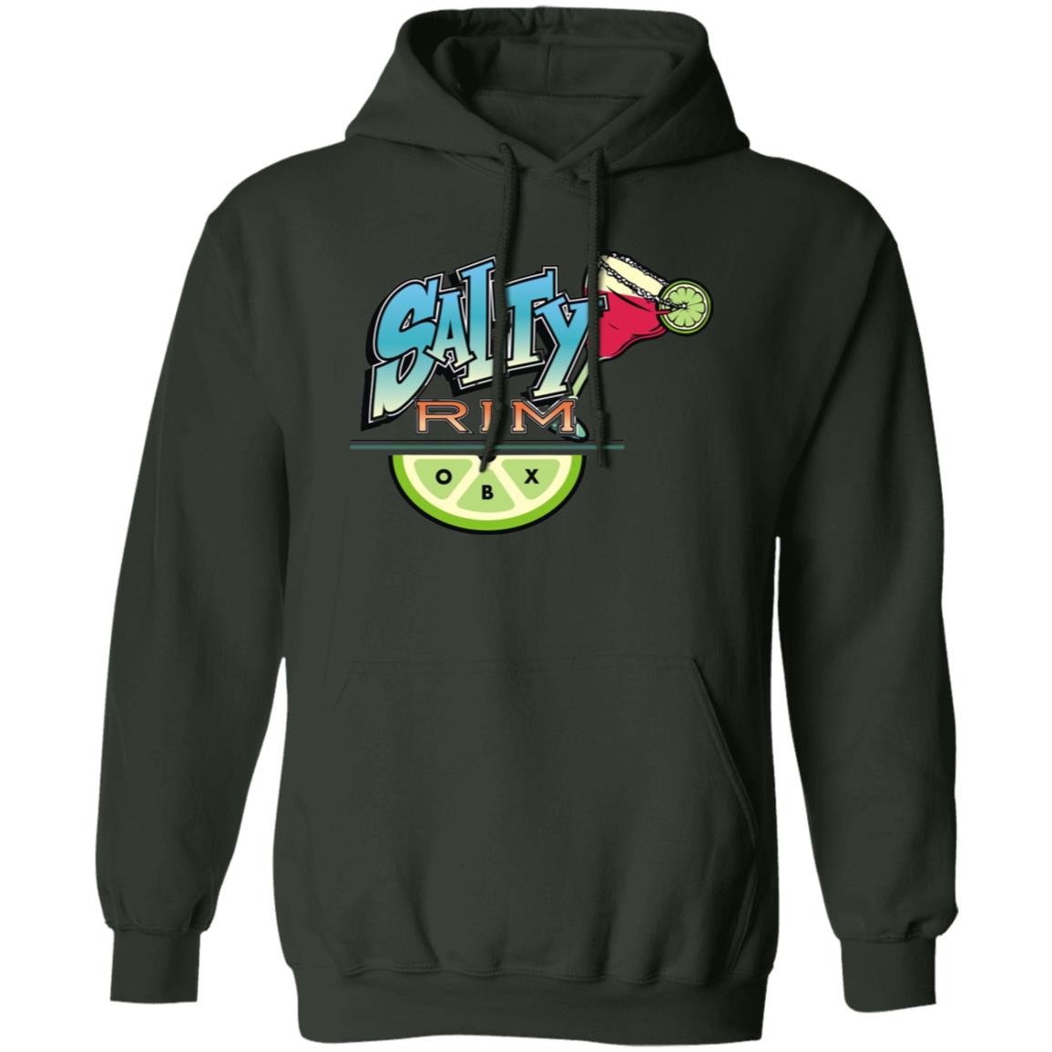 Salty Rim Pullover Hoodie G185 in forest green