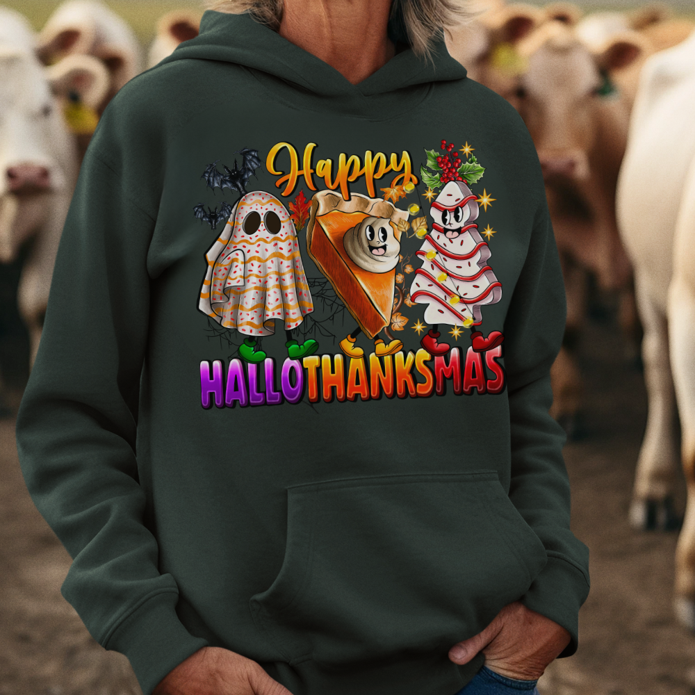 Fun Happy HalloThanksMus Hoodie in Forest - Any Gift For You