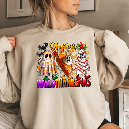 Fun Happy HalloThanksMus Sweatshirt in Sand - Any Gift For You