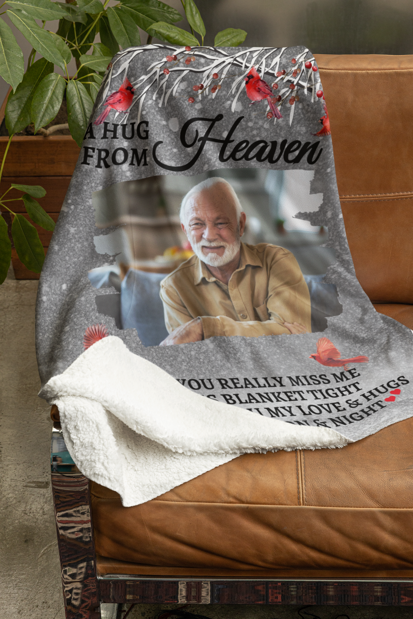 Personalized Photo Memorial Blanket in color gray, style sherpa - Any Gift For You