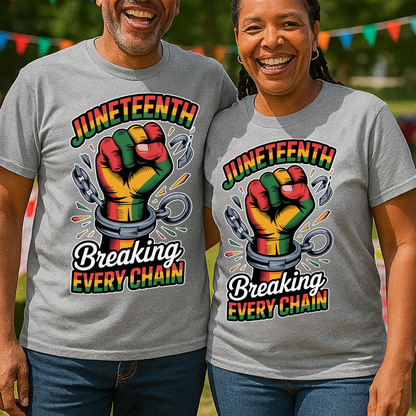 Juneteenth Chain Breaking T-shirt in Sport Grey