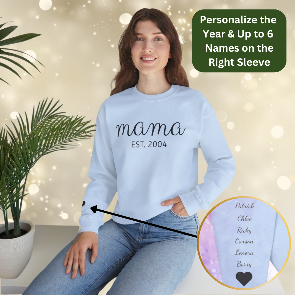 Mama EST. Personalized Sweatshirt with Year and Children's Names