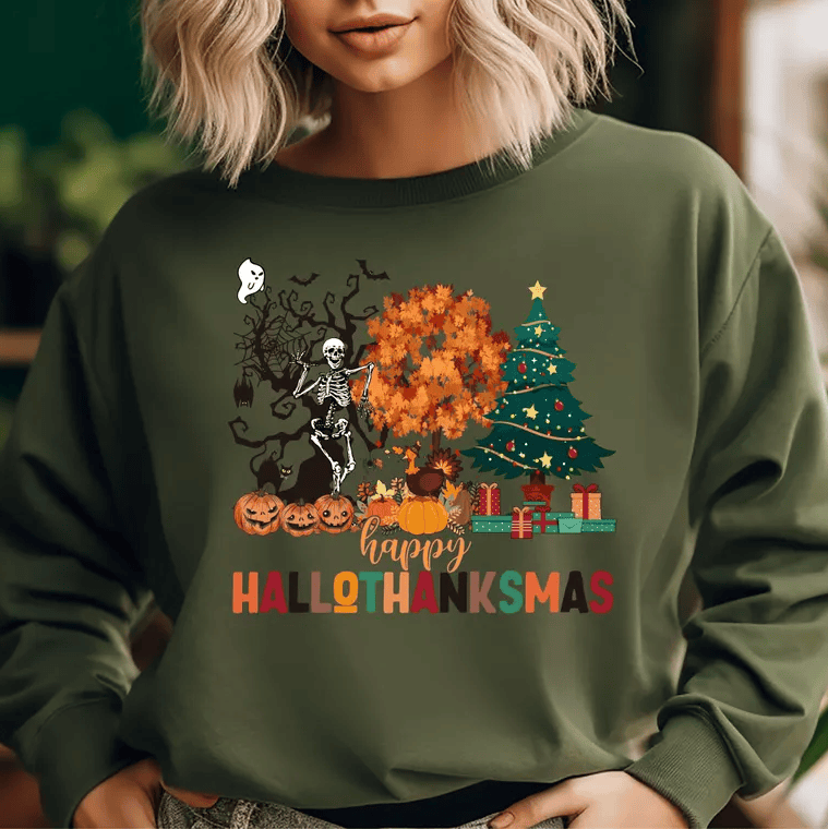 Warm and Festive HalloThanksMas Sweatshirt and Hoodie