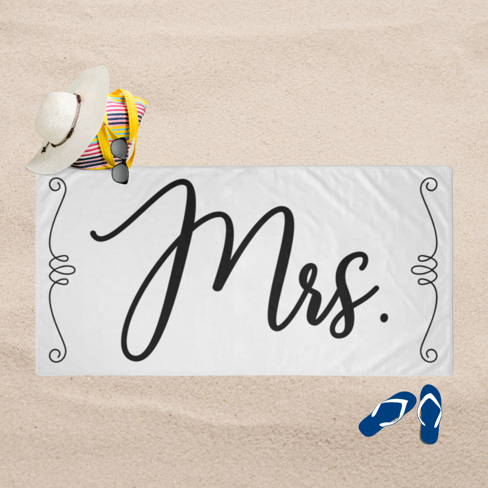 Mr. & Mrs. Beach Towel Set in White