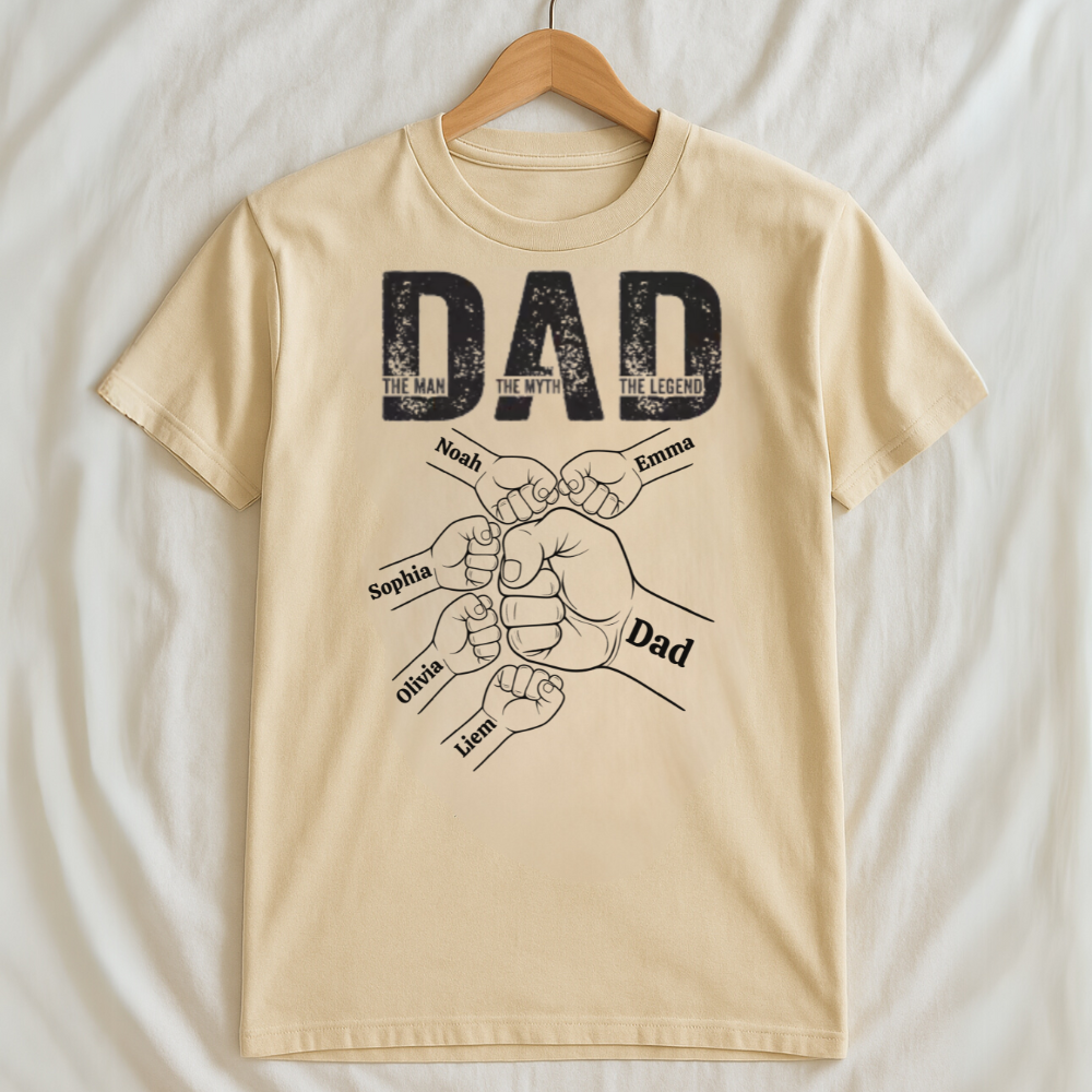 The Man, The Myth, The Legend Shirt – Custom Fist Bump Design with Kids’ Names