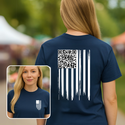American Flag QR Code Shirt – Unisex Heavy Cotton Patriotic Tee