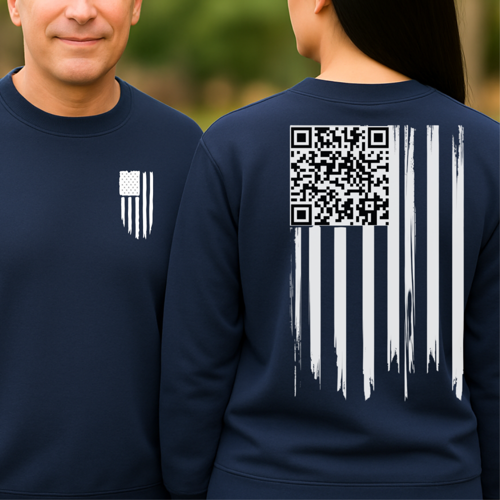 American Flag QR Code Shirt – Unisex Heavy Cotton Patriotic Tee