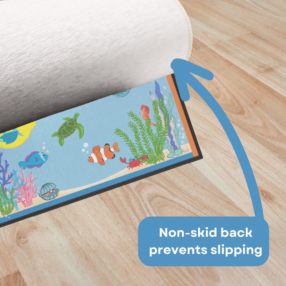 Personalized Ocean Themed Indoor Doormat showing non-skid backing - Any Gift For You