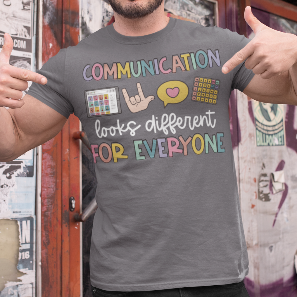 Communication short sleeve T-shirt with short sleeves in charcoal - Any Gift For You