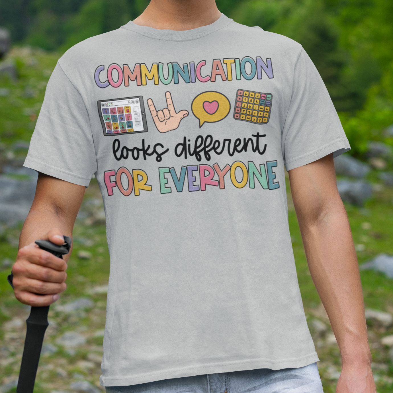 Communication short sleeve  T-shirt with short sleeves in ash - Any Gift For You