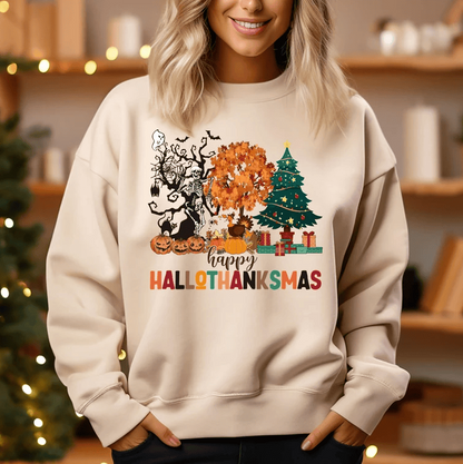 Warm and Festive HalloThanksMas Sweatshirt and Hoodie