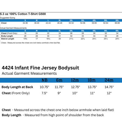 Leveled Up Daddy and Player Shirt Set size chart