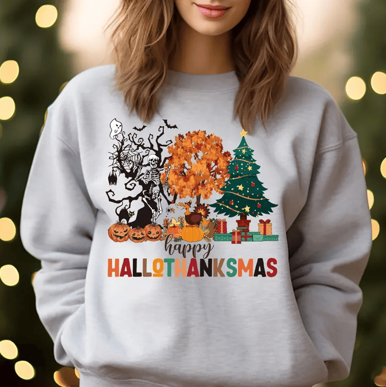 Warm and Festive HalloThanksMas Sweatshirt and Hoodie