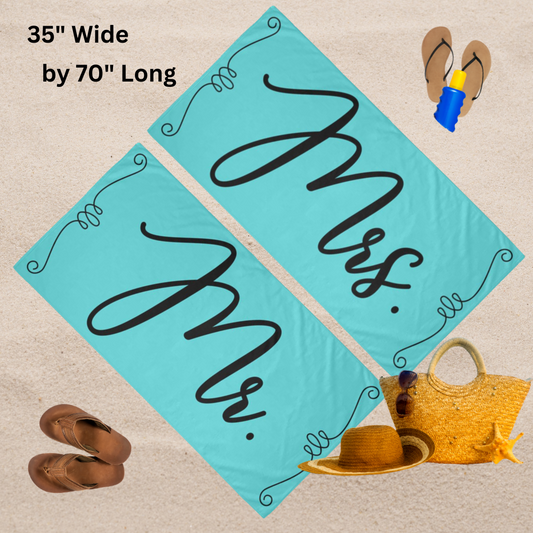 Mr. and Mrs. Beach Towel Set in Turquoise