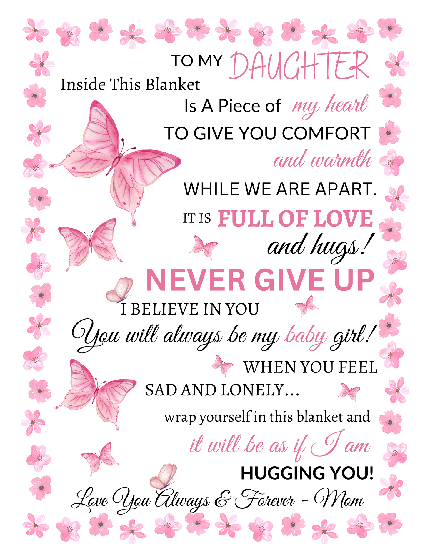 Mother-Daughter Keepsake Blanket text - Any Gift For You