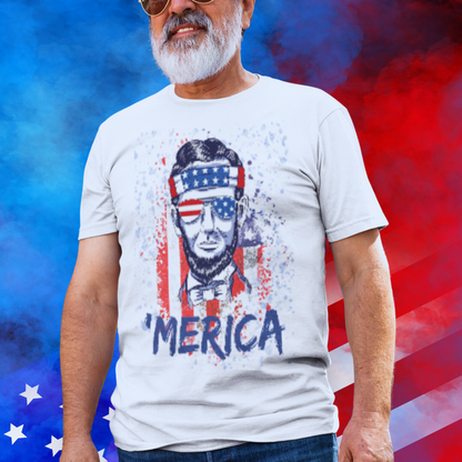 Abe Lincoln 'MERICA T-Shirt in white - Any Gift For You