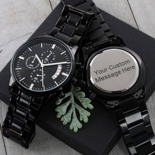 Personalized Black Chronograph Watch | For Him - Any Gift For You