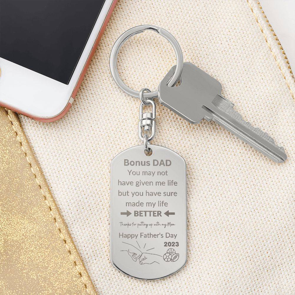 To Bonus Dad | Dog Tag Keychain Sports - Any Gift For You