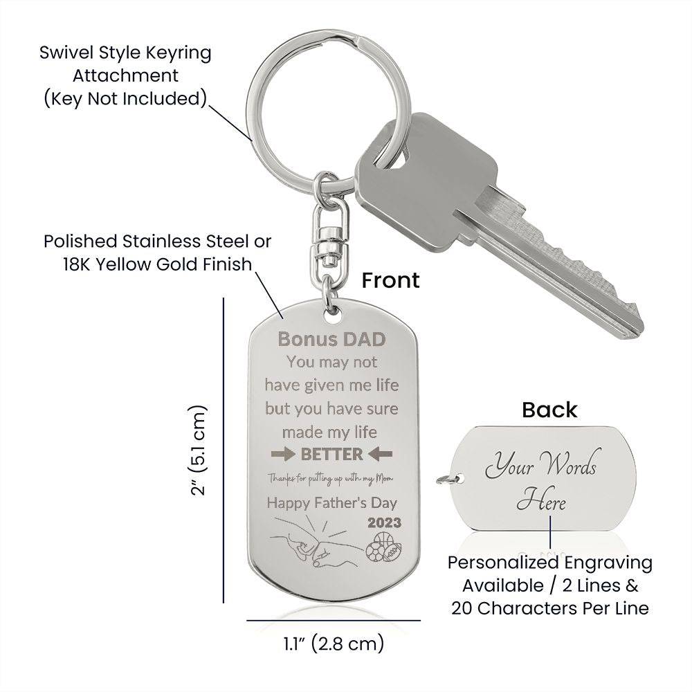To Bonus Dad | Dog Tag Keychain Sports - Any Gift For You