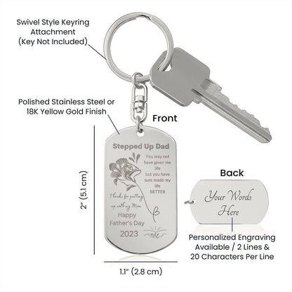 To Stepped Up Dad | Dog Tag Keychain | Fishing - Any Gift For You