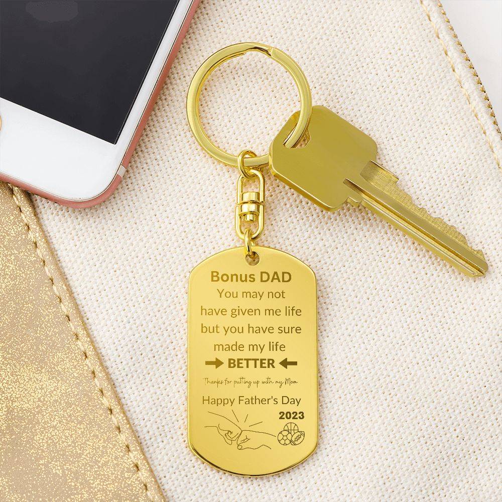To Bonus Dad | Dog Tag Keychain Sports - Any Gift For You