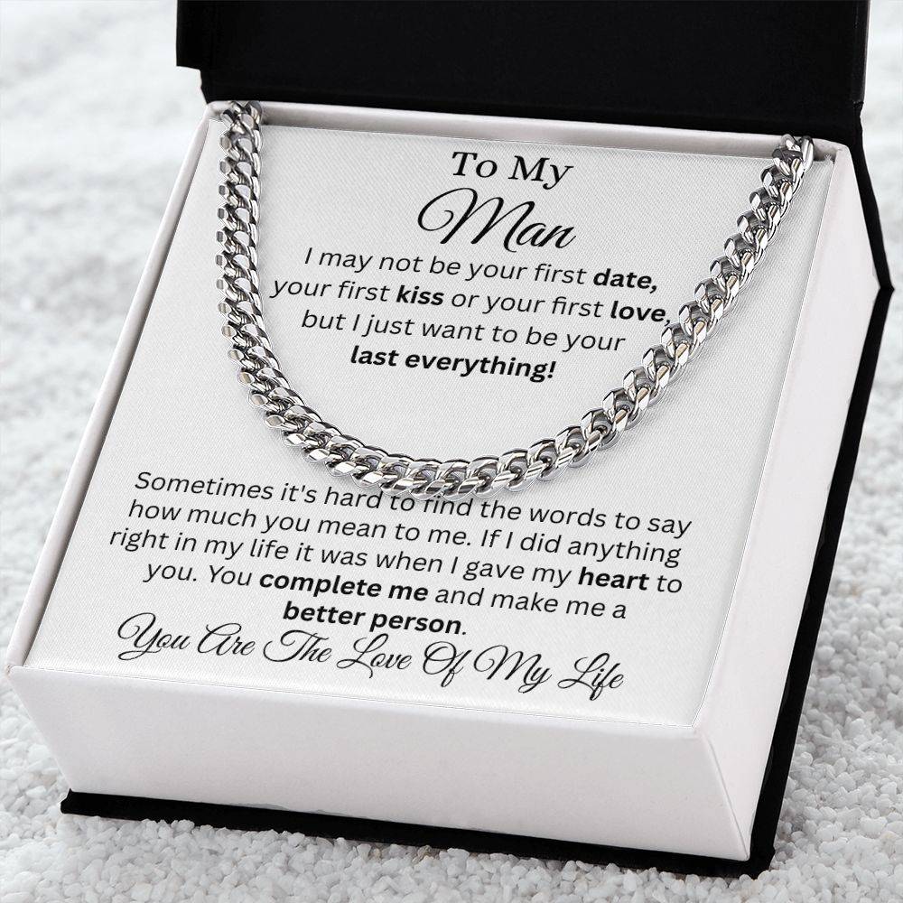 To My Man Cuban Link Chain (Stainless in a soft-touch box) - Any Gift For You
