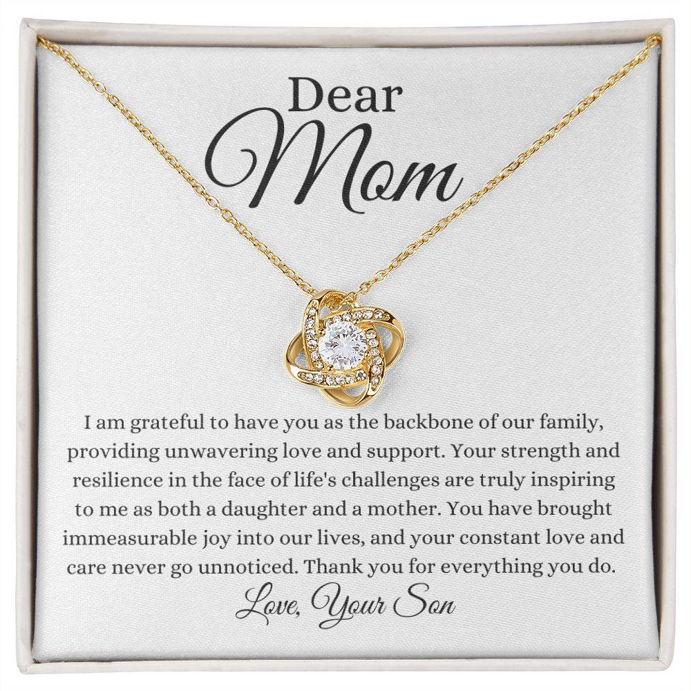 To Mom or Bonus Mom | Love Knot Necklace | From Son - Any Gift For You