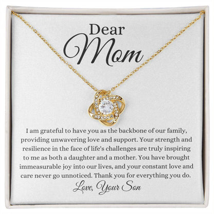 To Mom or Bonus Mom | Love Knot Necklace | From Son - Any Gift For You