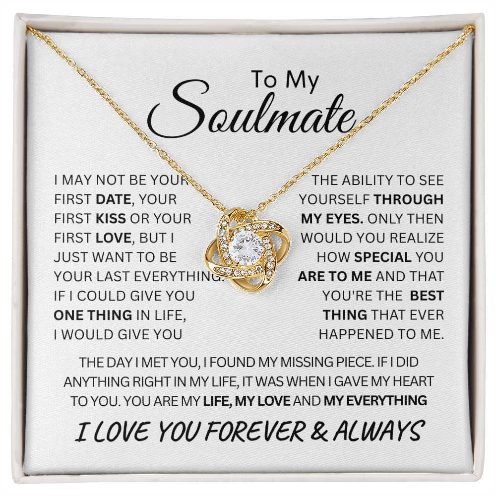 Beautiful Love Knot Necklace in 18K gold over stainless steel. The Love Knot represents an unbreakable bond between two souls. This piece features a beautiful pendant embellished with premium cubic zirconia crystals. Surprise your loved one with this gorgeous gift today!