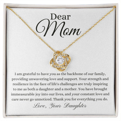 To Mom or Bonus Mom | Love Knot Necklace | From Daughter - Any Gift For You