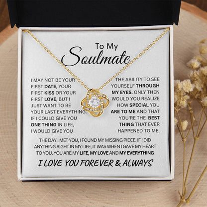 Beautiful Love Knot Necklace in 18K gold over stainless steel. The Love Knot represents an unbreakable bond between two souls. This piece features a beautiful pendant embellished with premium cubic zirconia crystals. Surprise your loved one with this gorgeous gift today!